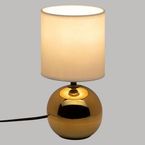1 Lampe céramique,Base sphérique grès,Abat-jour tissu polyester,E14 non fournie,Chambre Salon (1/4)