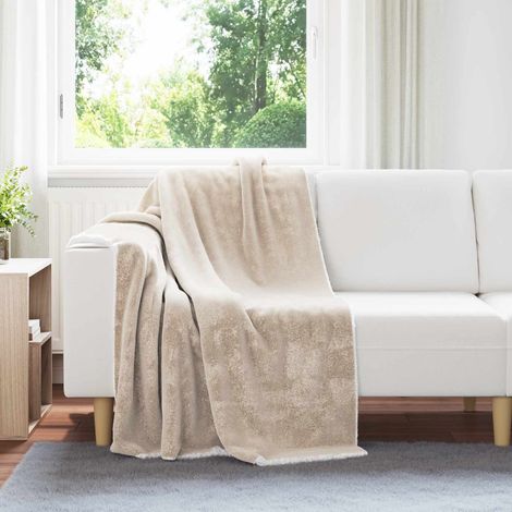 Überwurfdecke Beige 130 x 150 cm Fleece