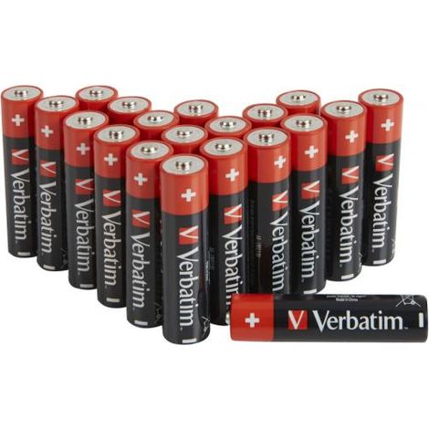 VERBATIM Batterie alcaline Premium AA I 1,5V I AA-LR6 Mignon I Batterie Mignon AA I Batterie per MP3, fotocamera, telecomando, rasoio e molto altro I Batteria alcalina Premium I 20 pezzi. (1/4)