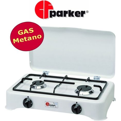 FORNELLO PARKER 2 FUOCHI ART 26 GRIGLIA PIATTINA A GAS METANO