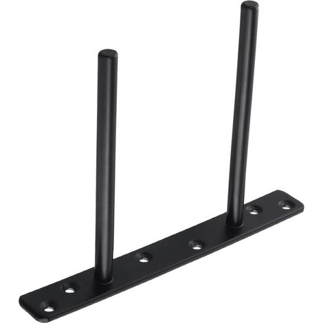 Set di 2 staffe invisibili per mensole sospese, supporto in metallo per mensole sospese in legno nascoste con montaggio a parete, finitura nero opaco (1/4)