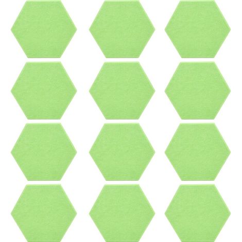 Panneau Acoustique 12 Pièces en Mousse Hexagonale Autocollant, Panneaux Insophonorisants en Coin pour Mur, Vert (1/5)