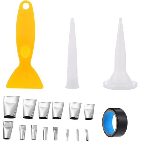 Buse à Calfeutrer en Acier Inoxydable 18 Pièces Cuisine et Salle de Bain  Abs, Réutilisable pour Joints, Embout Applicateur Polyvalent, Kit Compact pour Travaux de Finition (1/5)