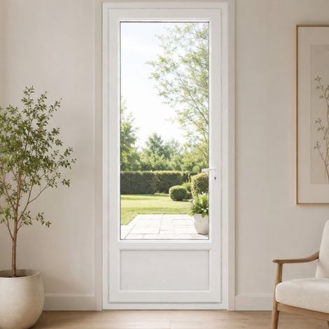 Porte fenêtre PVC blanc 1 vantail hors tout H 218 x L 86 cm ouverture française pour pose en neuf - tirant gauche