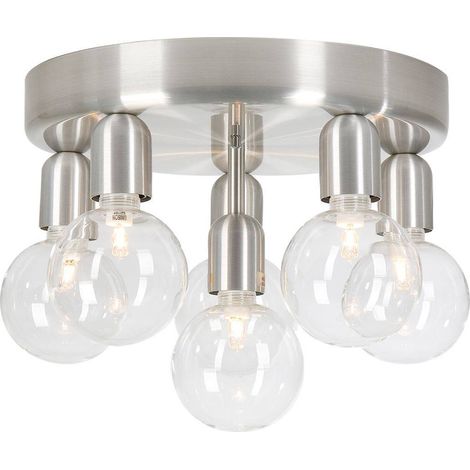 Belid Regal - Plafonnier globe à 6 ampoules, aluminium brossé, sol, E27