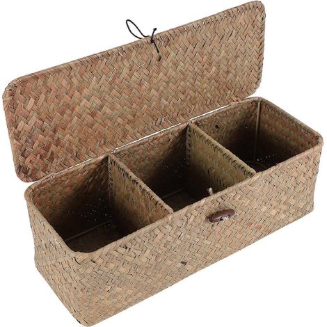 Panier à papier toilette - Panier de rangement en rotin pour salle de bain - Panier de rangement pour bijoux et cosmétiques (1/4)