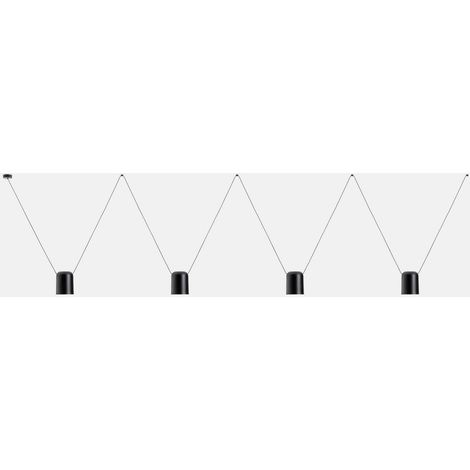Leds-C4 Attic - Suspension décorative au plafond noir mat 4x E27 / 75cm x 400cm