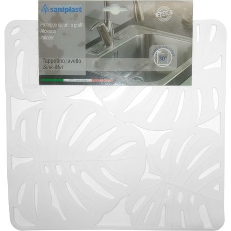 TAPPETO LAVELLO 32X32CM FOGLIE BIANCO