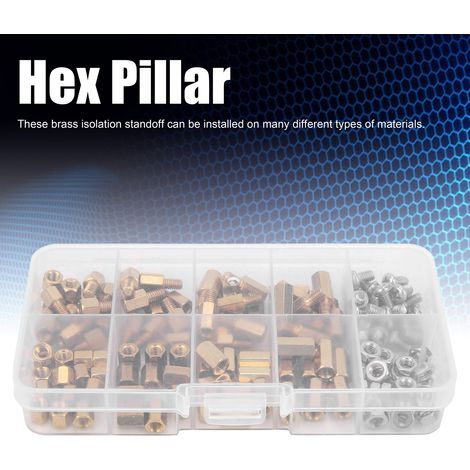 Jeu de 136 vis à tête hexagonale traversante en laiton M4 (simple/double) avec écrous. (1/5)