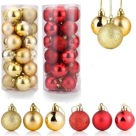 Weihnachtskugeln, Christbaumschmuck Kugel, Weihnachtskugel Ornamente, Weihnachtsdekoration Set, Roter Christbaumschmuck, Rote Weihnachtskugeln, Goldene Weihnachtskugeln