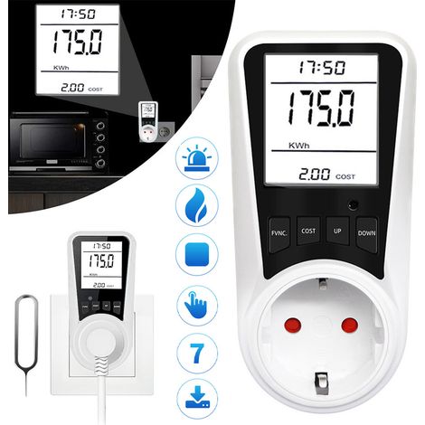 Compteur d'électricité numérique enfichable - Surveillance en temps réel de la consommation électrique, affichage de la tension et du courant, analyseur d'économies d'énergie pour la maison et le bure (1/5)