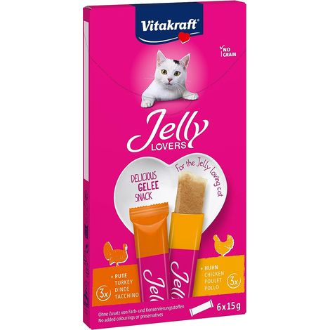 JELLY LOVERS SNACK PER IL GATTO IN CONFEZIONE DA 6X15 GR POLLO E TACCHINO (1/3)