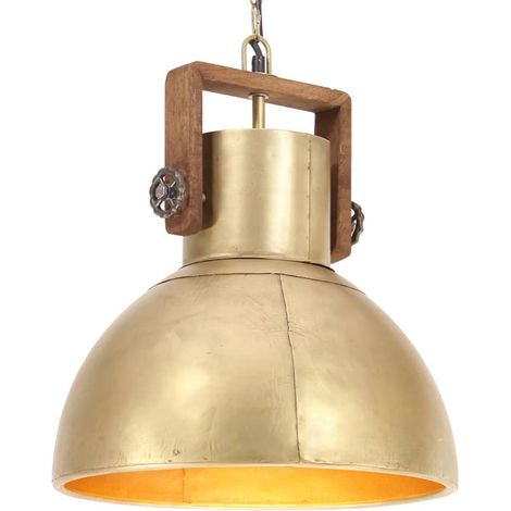 Lampe Suspension Élégante Lustre Suspendu Luminaire pour Salle à Manger Cuisine industrielle 25 W Laiton Rond 40 cm E27 VXN3206 (1/5)