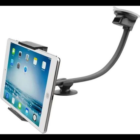 Support de voiture pour tablette - - 13 pouces - Ventouse - Aluminium caoutchouté - Noir (1/4)