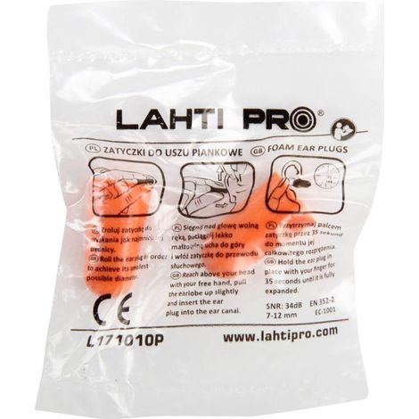 Lahti-Pro L171010D konische Schaumstoff-Ohrstöpsel 200 Paare
