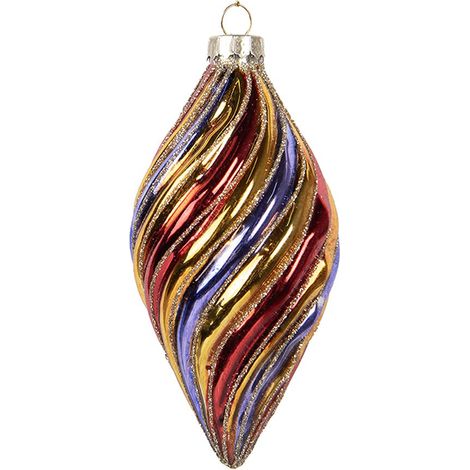Boule de Noël en Verre Multicolore pour Décoration Festive de Sapin Ø 6 x 13 cm - PANGIVO (1/2)