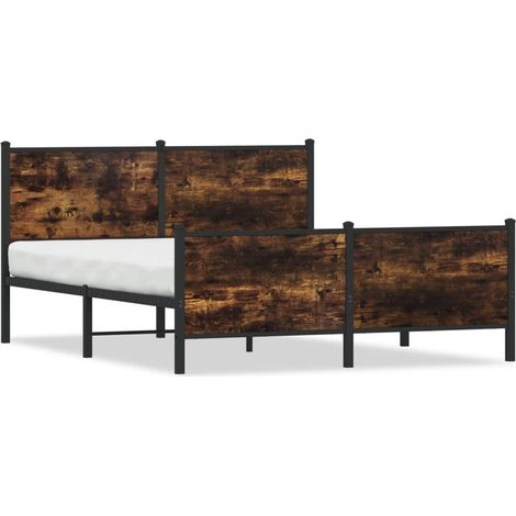 Maison Exclusive - Metallbett ohne Matratze Räuchereiche 160x200