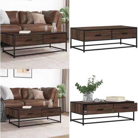 vidaXL Couchtisch Braun Eichen-Optik 100x50x35 cm Holzwerkstoff Metall (1/5)