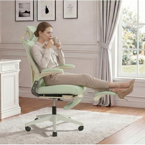 MEUBLIV Sedia da ufficio pieghevole 67x49,5x129 cm verde – poggiapiedi (1/5)