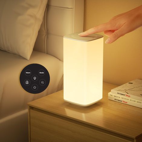 Lampe de Chevet, Veilleuse Enfant Tactile avec 256 Couleurs, Lampe Led Sans Fil, Lampe Rechargeable avec Télécommande et Fonction de Minuterie pour Chambre à Coucher Bureau Salle de Bébé et Déco Salon (1/5)