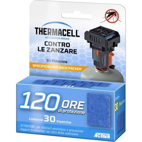 Ricarica 30 piastrines insecticides 120 heures – Répulsif Acti Zanza Break pour 20 m² – Compatible avec evaporateurs portables – Activa