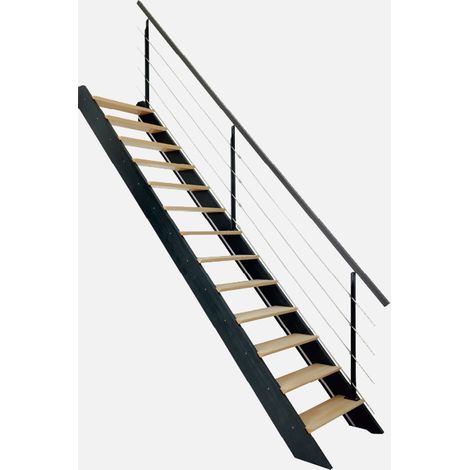 Spark - Escalier droit à LED intégrées, gris anthracite