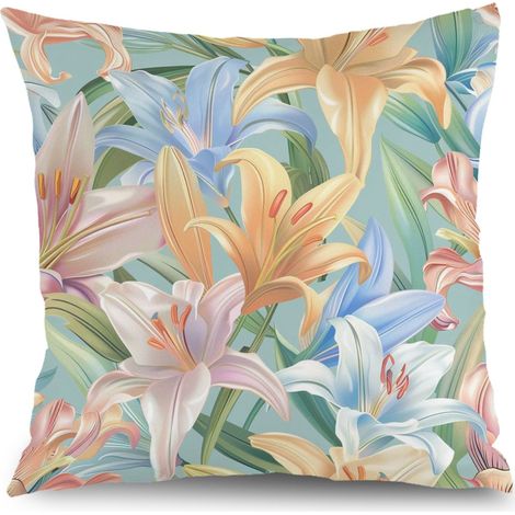 Housse de coussin patio floral, décoration jardin extérieur,45×45cm (1/5)