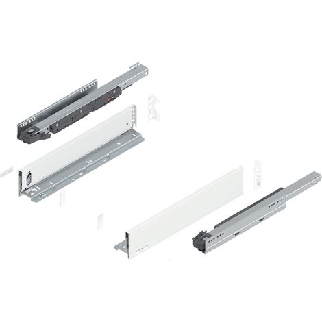 Blum Legrabox pure H M Schubladenschienen Set 1 Paar, 40kg 450mm Tip On Vollauszug, seidenweiß (1/5)