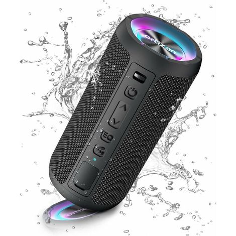 Enceinte Bluetooth Portable Bluetooth 5.0 Enceinte sans Fil avec HD Bass, Étanche IPX7, Double Appairage Stéréo, Basses Puissantes 30 Heures De Lecture, Son à 360 Degrés, LED Lumière FonctionDurable p (1/5)