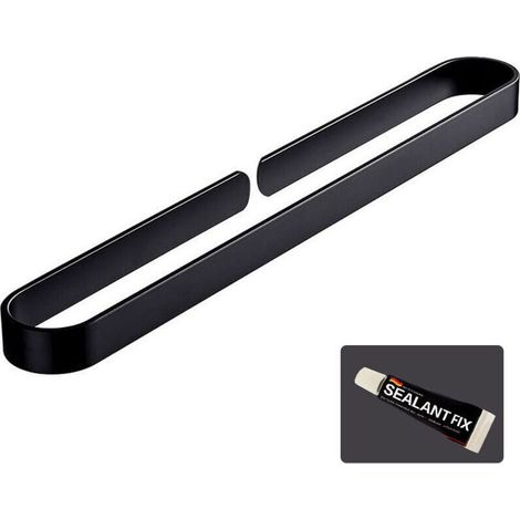 Porte-serviettes noir de salle de bain, porte-serviettes mural en forme de U, anneau à serviettes collant, porte-serviettes non percé, 40CM (1/4)