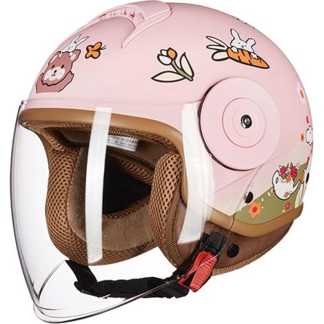 Casco de moto eléctrica divertido para niños，casco abierto de media carcasa homologado por la ECE para niños de 2 a 14 años，46-54 cm (1/5)
