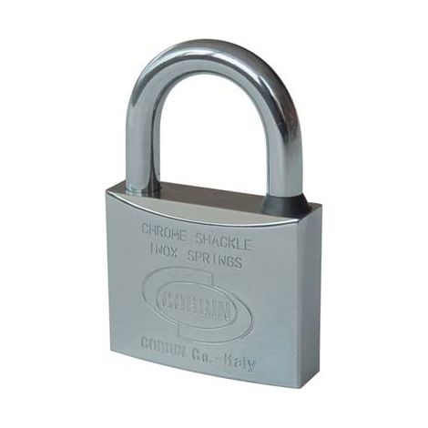 LUCCHETTO EUROMARINE CORBIN  OTTONE ARCO CROMATO CHIAVI 2 MM 50