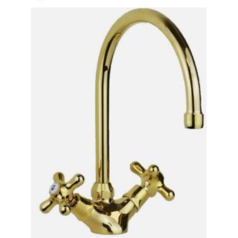 Rubinetto per lavello cucina doppia leva canna girevole colore oro Paffoni Iris IRV180GF  Oro - Iris (1/3)