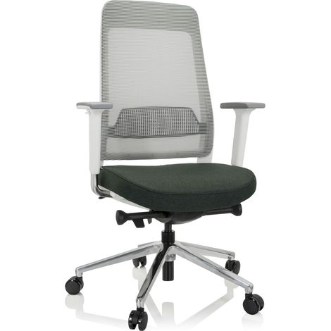 Bürostuhl / Drehstuhl CHIARO T2 WHITE Netzstoff / Stoff dunkelgrün / grau hjh OFFICE