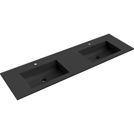 Mexen Otis lavabo empotrado en encimera doble 161 x 46,5 cm, negro mate - 25181671D (1/3)