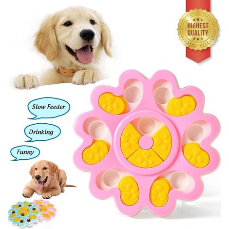 Gamelle pour chien puzzle, jouet mangeoire puzzle pour chien, jouet distributeur de friandises pour chien, jouet puzzle pour chien (rose), Fei Yu (1/5)