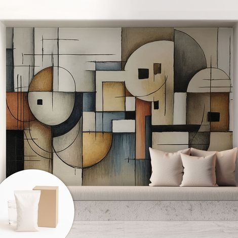 Tapete Vliestapete mit Kleber - abwaschbar - Tapete mit Motiv - trendige Wanddeko - elegant Fototapete Geometrische Harmonie 208x146 cm (1/5)