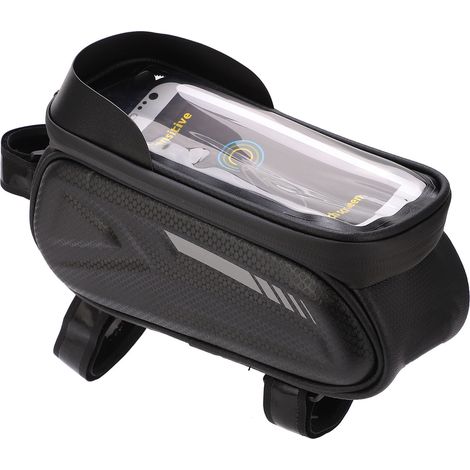 Rahmentasche für Fahrradhandy, wasserdicht und reflektierend, Fahrradhandyhalterung, Oberrohrtasche, reflektierendes Weiß (1/5)