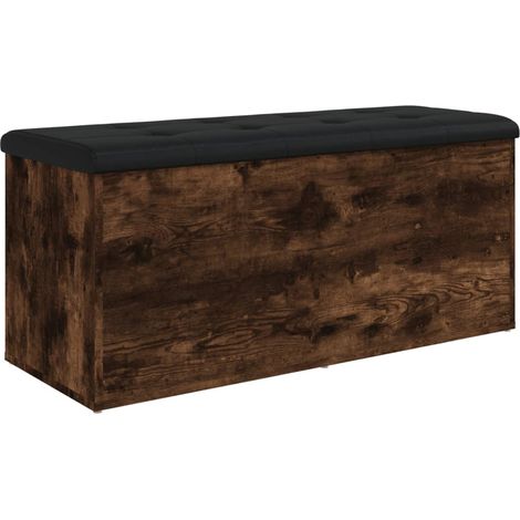 Banco almacenaje madera ingeniería roble ahumado 102x42x45 cm vidaXL