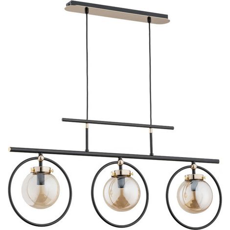 Lampada sospensione Alfa Vasido 3 luci E14 nera oro (1/3)