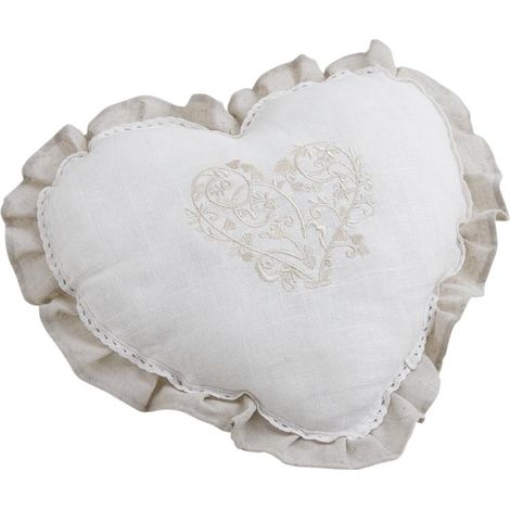 Coussin coeur en lin et coton (1/2)