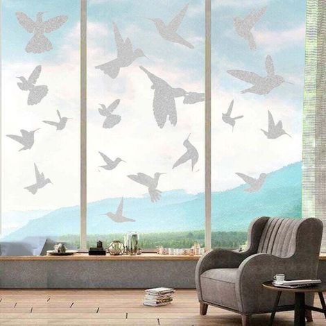 Autocollants Anti-Collision Oiseaux pour Fenêtres - Format Grand Translucide 30x40 cm, Lot de 12, Efficace et Discret (1/4)