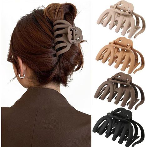BelleRise - Lot de 4 pinces à cheveux en forme de pince de pierre, grandes pinces à cheveux pour femmes (9,7 cm), résistances et (1/5)