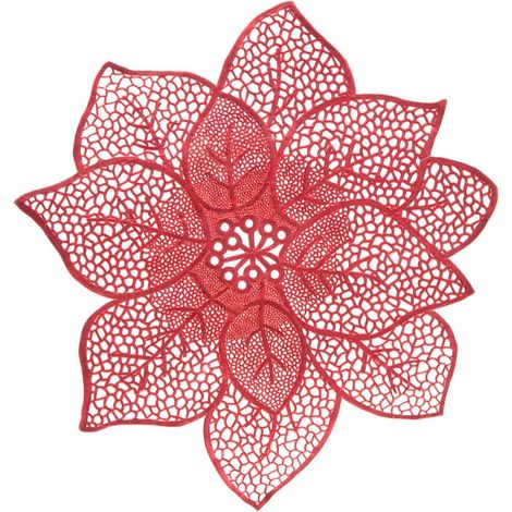 Mantel individual con motivo de flores rojas, 44 cm de diámetro - Feeric lights & christmas (1/2)