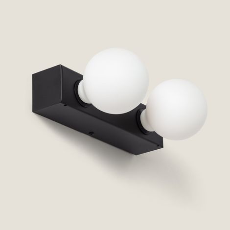Lampada da Parete Bagno Metallo 2 Faretti Aizkra Nero (1/5)