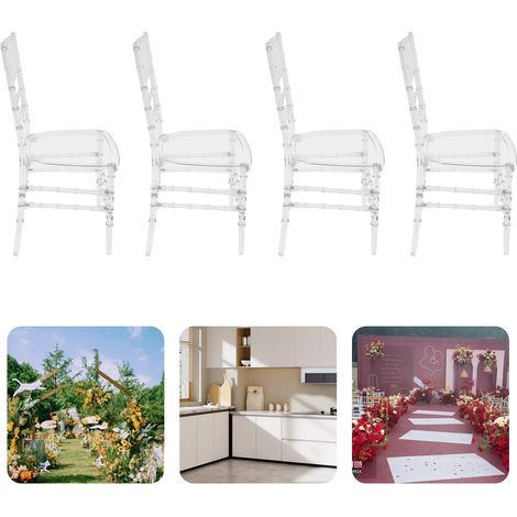 Chaises de salle à manger, design élégant et transparent, ensemble de 4 pièces, hauteur 89 cm, Transparent (1/5)