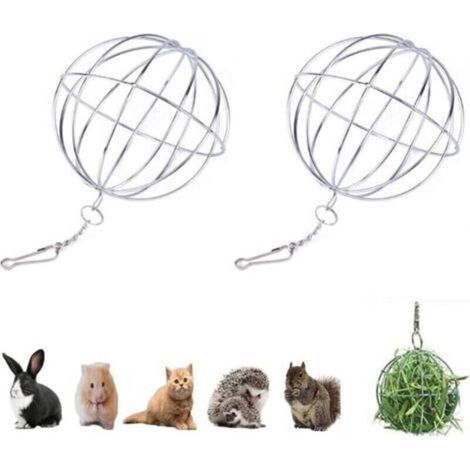 Jouet distributeur suspendu pour animaux – 2 pièces en acier inoxydable, balle anti-morsure pour nourrissage ludique (1/4)
