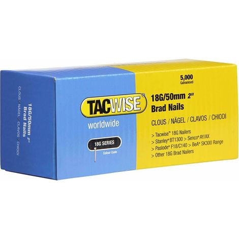 Tacwise 0401 18G 50mm Brad Nails Galvanised 5000 Pack - Combi DGN50V Ranger (1/3)