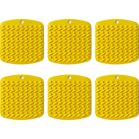 Lot de 6 dessous de plat en silicone, support pour plats chauds, casseroles et poêles, antidérapant et résistant à la chaleur, jaune (1/5)