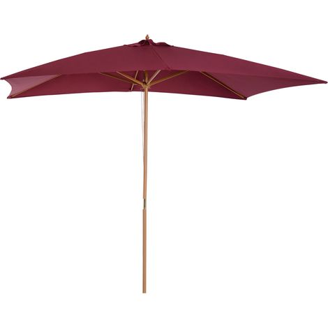 Ombrellone 2x3 m Jardin Imperméable 8 Baleines Bois Bambou Bordeaux
